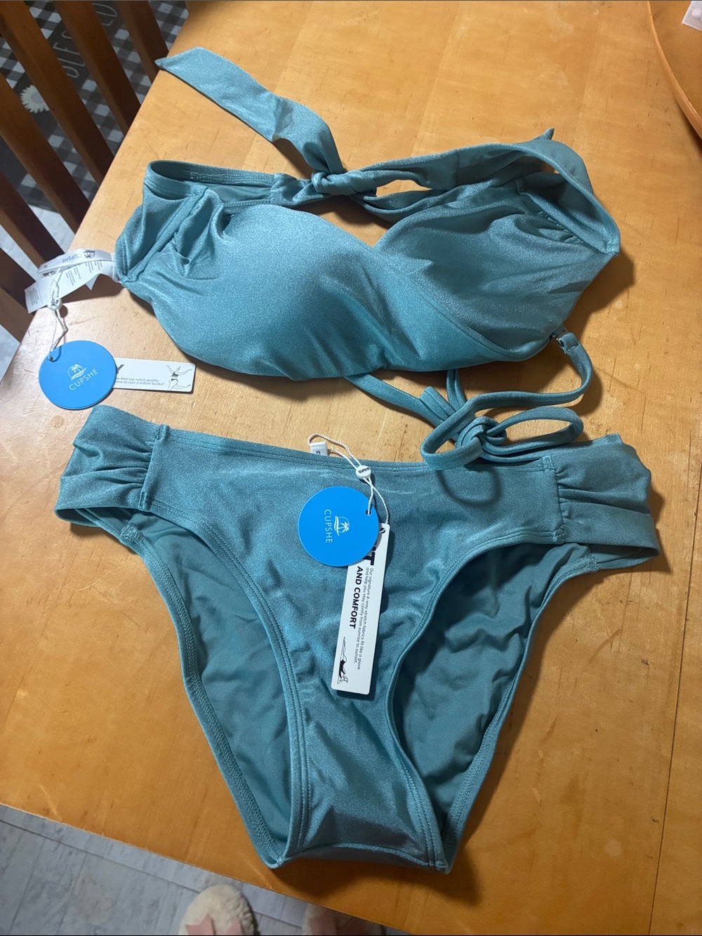 NEW!! Teal Two-Piece Bikini Set with Halter Top
